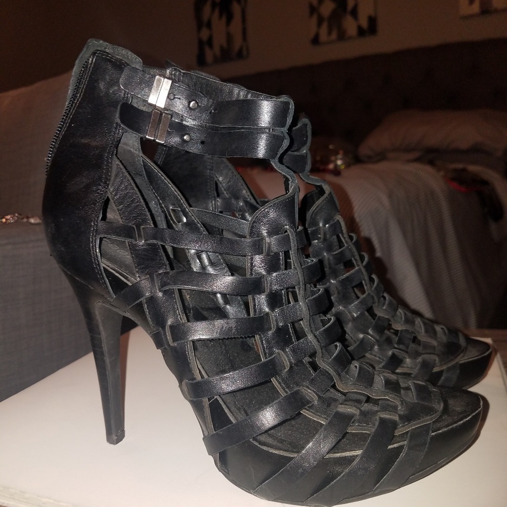 Black strappy heals high heels